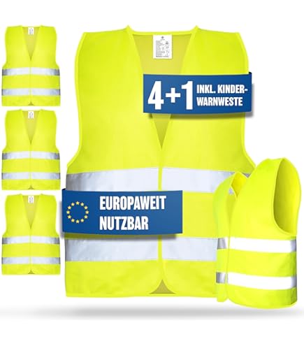 HANIUTTY 3er Set Warnwesten Auto - Reflektierende Sicherheitswesten In Neongelb