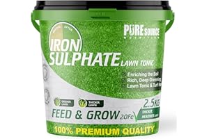 PURE SOURCE NUTRITION PSN 2.5KG PREMIUM Iron Sulphate (Makes up to 2500L When Diluted & Covers up to 2500m2) Pure Lawn Tonic Ferrous Sulphate of Iron Lawn Conditioner and Turf Hardener Dry Powder easily soluble in water