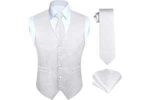 HISDERN HISDEREN Hommes Paisley Gilet Floral Jacquard cravate poche carre mouchoir fete de mariage affaires Fit gilet costume ensemble XS-6XL