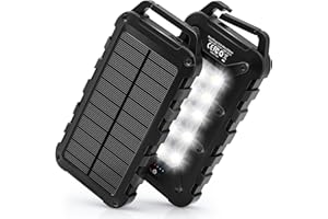 YINGMO Solar Powerbank 20000mAh, PD 15W Schnellladegerät USB C Portable Solar Ladegerät mit 3-Ausgängen und 10-LED, externer Akku für Smartphones Tablets im Freien