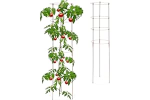 Relaxdays Rankhilfe 2er Set, Metall & Kunststoff, 120 cm hoch, 4 verstellbare Ringe, Rankstütze Kletterpflanzen, braun