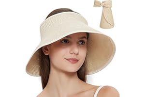 Maylisacc Visière Chapeau de Paille Plage Soleil Bord Large pour Femme UPF 50+ Protection D'Été