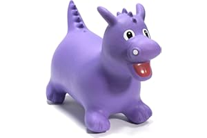 Happy Hopperz Inflatable Bouncy Animal Ride-On Toy, Pump included, Purple Dragon, 12mths - 2.5yrs (less air) and 2.5yrs - 5yrs (full air)