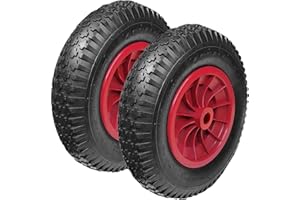 KETOPLASTICS PAIR OF PU 16" Puncture Proof RED Wheelbarrow Wheel Tyre 4.80-8 Wheels