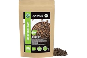 ‎ALPI NATURE Alpi Nature Organiczny Piment Ganz (250G) Ziarna bio -piment całkowicie jagody allspice z kontrolowanej uprawy organicznej testy laboratoryjne organiczne Allspidence Berries Allspice Bio 100% czyste