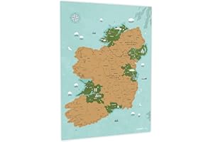 Uncover Maps Island of Ireland Scratch Off Map - A2 Travel Poster with Illustrated Landmarks - Unique Camper Van Accessory, Classroom Map, or Wall Art Gift