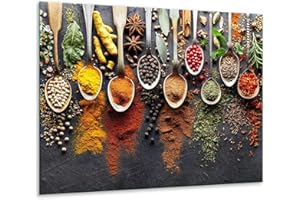 TMK ARTDEKO TMK - Copri piano cottura induzione 60x52 cm copertura per piano cottura in vetroceramica 1 pezzi universale per piastre di cottura paraspruzzi tagliere in vetro temprato come decorazione Spezie