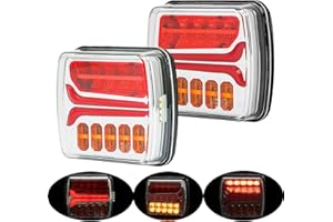 DARKGUARD LED Rear Trailer Lights 12/24V 4 Function 2pcs Led Trailer Tail Lights for RV Caravan Van Lorry Waterproof ECE Approval