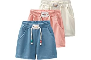 Coralup Little Boys Girls Shorts 3-Pack Casual Short Toddler Kids Solid Jogger Pants 1-9Years