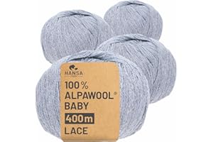 HANSA-FARM | 100% Baby Alpakawolle in 50+ Farben (kratzfrei) - 200g Set (4 x 50g) - weiche Alpaka Wolle zum Stricken & Häkeln in 6 Garnstärken by Hansa-Farm - Gletscher Heather (Hell-Blau)