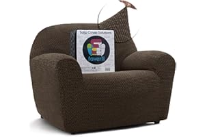 FAVERTI® Funda Sillón Super Elástica 1 Plaza de 70 a 110 cm | Modelo NOVELE | Ante | Funda Universal Ideal para Cualquier Forma de sillón | Protector de Calidad Tejido Jacquard Tacto algodón