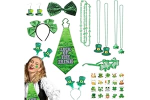 Vomkela St Patricks Day Accessoires Zubehör Decoration Set,Irish Party Shamrock Haarreif Irish Leprechaun Hut Parade Oder Celebration