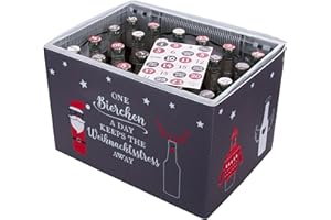 Brandsseller Männer Adventskalender für Bierkasten - Banderole aus Filz mit Klettverschluss - 24 Aufkleber für Kronkorken One Bierchen