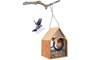 TWOCOZY Vogelhaus - Vogelfutterhaus zum Aufhängen [STRESSFREIE Reinigung] Wetterfestes Vogelhäuschen | Vogelfutterspender mit Regenschutz | Vogelfutterstation inkl. Fütterungsratgeber