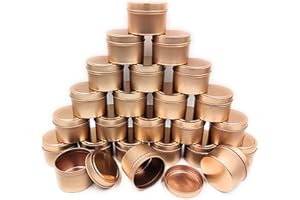 NRANSON Bougie Bocaux pour la Fabrication De Bougies, 24 Pack Métal Bougie Boîtes Avec Couvercles, DIY Bougie Conteneurs pour la Fabrication De Bougies, Arts et Artisanat, De Stockage et Plus (Rose Gold, 8OZ)