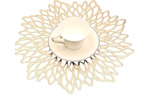 Famibay Tovagliette Americana Oro Tonde Facile Pulizia Tovaglietta Plastificata Lavabili Tovagliette Termoresistenti 6 Pezzi per Natalizie Cucina Cena Colazione Ristorante Hotels Decorazione