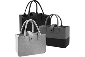 FZSECRIU 3 Stück filztasche，30cm*20cm*18cm filztaschen shopper,einkaufstasche,einkaufskorb klein,kleiner einkaufskorb,einkaufstasche klein