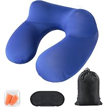 Cuscino da viaggio gonfiabile e compatto con federa lavabile, con mascherina per dormire + tappi per le orecchie + borsa per il trasporto, per ae | Leroy Merlin