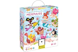 BANANA PANDA Magical Jumbo Floor Puzzle Mermaids - Includes 60 Large Jigsaw Pieces with a Big Completed Size of 26” x 19” - for Kids Ages 4 Years and up