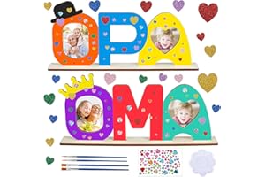 DKINY OPA OMA Geschenk Enkel 2stk Oma und Opa Holzbuchstaben Bastelset für Kinder Großeltern Holzbastelset mit Standhilfe Holznamen bemalen und Fotos ankleben Enkel Geschenk zum Weihnachten Geburtstag