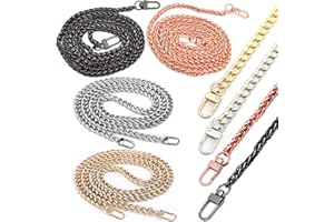Yueser Purse Chain with Buckles, 4 Pieces 120cm Metal Bag Chain Straps Replacement Purse Chain Straps Adjustable Handbag Chain Strap for Handbag Crossbody Shoulder Bag Gold Rose gold Gun Black Silver
