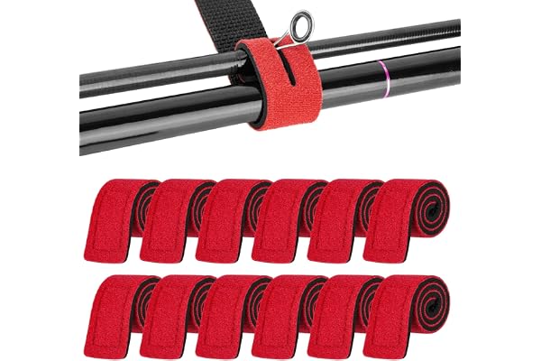 Annyswit 12 stycken justerbart fiskespö bä neopren kardborreband slipsar remmar fiske elastiska fiskespöband för fasta fiskespön Gear Strap Spinn & hav & feeder spö
