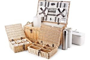 REGENCY HAMPERS Luxury Fitted Picnic Hamper Basket, 6 Person (24")