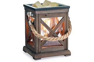 Candle Warmers Etc. Illumination Fragrance Warmer (Walnut/Rope) – Bulb Warmer for Warming Scented Candle Wax Melts and Tarts – Freshen Rooms with Flame-Free Fragrance