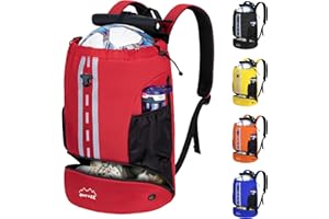 ONTYZZ Mochila de Futbol con Zapatillero Impermeable Mochila Deporte Mochila Multifuncional para Baloncesto Balonmano Voleibol Playa Piscina Yoga Baile Gimnasio Bolsa Cuerdas