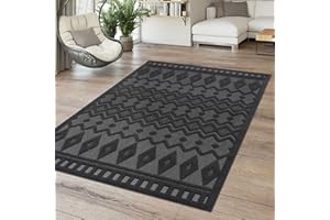 TT Home Large Outdoor Rug Patio Carpet Kitchen Rug For Garden Modern Scandinavian Bohemian High Low Effect Unicoloured, colour: Dark Grey 3, Size:140x200 cm