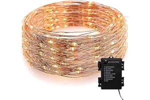 COBUS CozyHome Guirnalda luces - 12 metros - 100 LEDs - luces led para el dormitorio - cadena de luz led a pilas - decoracion habitacion - luces led de exterior - cable de cobre con luz blanca cálida