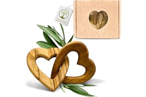 ‎OLIQUE OLIQUE Holzherzen, Olivenholz - Verbundene Holz Herzen als individuelles Geschenk zur Hochzeit, Hochzeitstag oder Verlobung (5 cm)