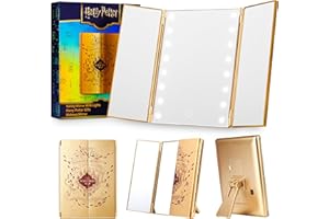 Get Trend Harry Potter LED Kosmetikspiegel mit Beleuchtung, Batteriebetrieben, Faltbarer Schminkspiegel mit Licht, Geschenke für Frauen & Teenager (Multi/Harry Potter)