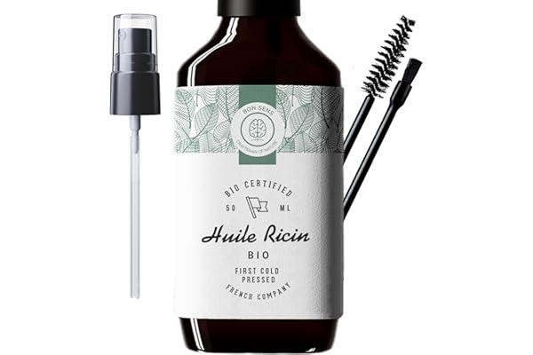 50ml Huile de Ricin Bio, Pressée à froid, Pure - Soin 100% Naturel stimule et fortifie la pousse des cheveux, barbe, cils, sourcils, ongles, cuticules et peau