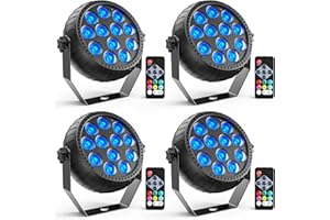 Rtktoup 4PCS Wiederaufladbar RGB LED Par Scheinwerfer, 12 LED Strahler Akku mit Fernbedienung Partylicht Bühnenlicht für Party Bar Bühne DJ Disco Hochzeit Halloween Weihnachten