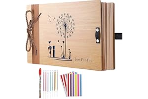 ZEEYUAN Album Fotografico in Legno Album Foto Fai da Te delle Nozze Book Foto degli Ospiti 80 Pagine Libro dei Viaggio Anniversario di Compleanno Regalo di San Valentino per Madre Padre