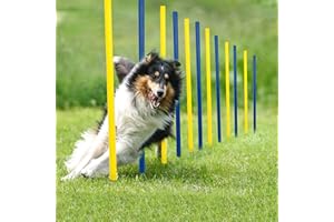 pet prime Outdoor Dog Obstacle Agility Training Exercise Equipment Kit With Carrying Bag Pet Play Run Obedience Training Set Adjustable - 12PCS Weave Pole Set