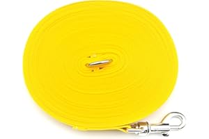 50ft 15m Long Dog Training Lead Obedience Recall leash Large 25mm In Yellow Manufactured And Sold By Church Products UK