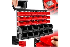 tectake® caja organizadora con cajones de plastico, organizador herramientas, estanteria con cajones almacenaje, caja compartimentos para tornillos, organizador pared piezas pequeñas - 1 Estantería