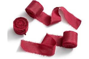 Nastro Chiffon, Nastro Regalo, Nastro Decorativo da 25 mm x 6,4 m, MORSUNBELA Nastro, Nastro Raso per Regali di Nozze, Festa di San Valentino, Compleanno - Borgogna