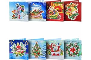 Huacan 8 Pack 5D DIY Diamond Painting Greeting Cards for Adults Christmas Series Round Drill Crystal Art Craft Paint by Number Kits Gift Friends