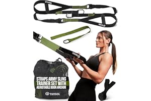 THYSOL® Suspension Trainer Pro Xtreme Straps | Sling Trainer Set with Adjustable Door Anchor | Fitness Home Workouts - Suitable for Travelling & for Training Indoor & Outdoor
