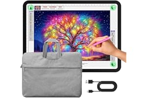 Zocelight A4 Leuchttisch mit Tasche Für Diamantmalerei,11000 Lux Ultraheller Leuchtplatte,Seitliche Tastenbedienung,3-Farben Led Lichtpad,Magnetisch Lichtplatte Für Skizzieren,Zeichnen,Tattoo(Schwarz)