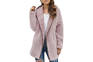 Les umes Women's Fleece Hooded Coat Outwear Zipper Sherpa Tops with Pockets Winter