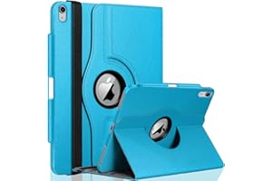 GALTD for iPad A16 Case, 11th Generation 11 inch/iPad 10th Generation Case 10.9" (2025-2022) Auto Wake/Sleep Cover with Pencil Holder & Elastic Band, Multi-Angle Stand, 360 Rotating Smart, Light Blue