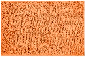 GREATOYAR Alfombra de Baño, Alfombrilla Antideslizante, Alfombrilla de Baño Absorbente, Chenilla, Lavable, Alfombra Ducha Baño Cocina Dormitorio Salon, Rectángulo, 40x60cm, Naranja
