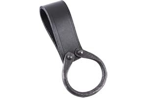 ‎BATTLE-MERCHANT Battle-Merchant Einfacher Axtgürtelhalter aus Leder mit geschmiedetem Ring Holster Mittelalter Axt Äxte LARP Axthalter