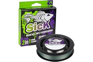 Berkley Sick Braid and Fluorocarbon Leader Pack - Combo de Hilo de Pesca Trenzado súper Suave de 8 hebras y hundimiento rápido, Alambre líder de Carbono Fluorescente Invisible. para Pesca en Agua