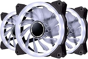 EZDIY-FAB Ventilateur Annulaire à Del de 120 mm,Ventilateur à Del pour Boîtier de PC,Refroidisseur d'UC et Radiateurs,Blanc 3 Broches 3 Pack