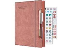 HOLDERZWU Academic Diary 2024-2025 A5 Day Per Page,Daily Planner,2024-2025 Diary from Jul 2024 to Jun 2025,12 Months Agenda,Daily Diary with Hard Cover, Pen,Pen Loop, Stickers and Back Pocket (Pink)